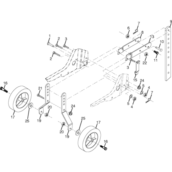 Wheel & Depth Stake Assembly for Husqvarna 25009 Cultivator/Tiller