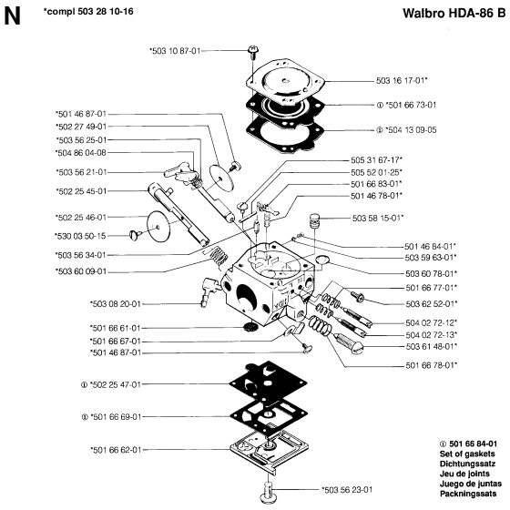 Carburetor Details Assembly for Husqvarna 250ps Chainsaws