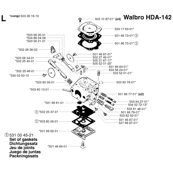 Carburetor Details Assembly for Husqvarna 250R Brushcutters