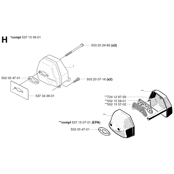 Muffler Assembly for Husqvarna 250R Brushcutters