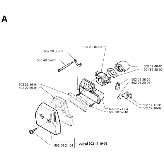 Carburetor & Air Filter Assembly for Husqvarna 250RX Brushcutters