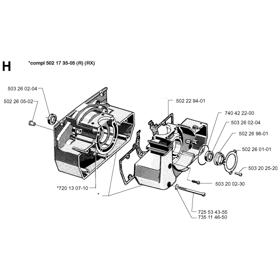 Crankcase Assembly for Husqvarna 250RX Brushcutters