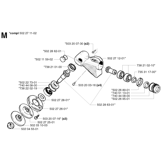 Steering Column Assembly for Husqvarna 252RX Brushcutters