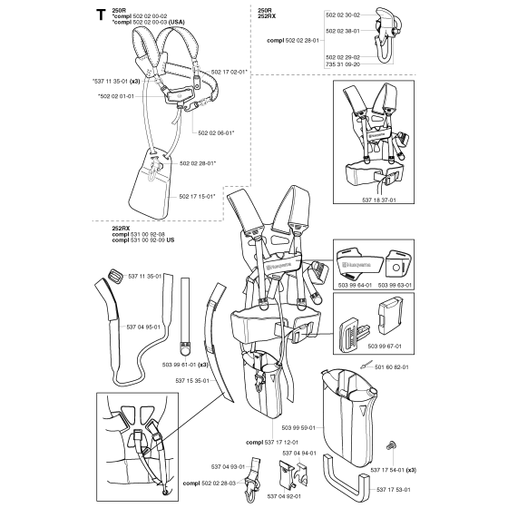 Harness Assembly for Husqvarna 252RX Brushcutters