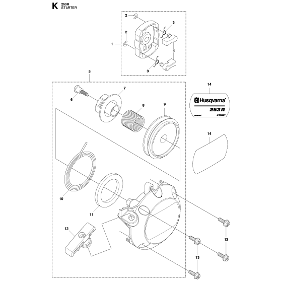 Starter Assembly for Husqvarna 253R Brushcutters