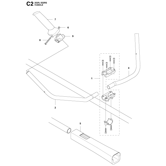 Handle Assembly for Husqvarna 253R Brushcutters