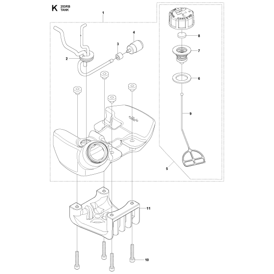 Fuel Tank Assembly for Husqvarna 253RB Brushcutters