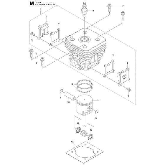 Cylinder Piston Assembly for Husqvarna 253RB Brushcutters