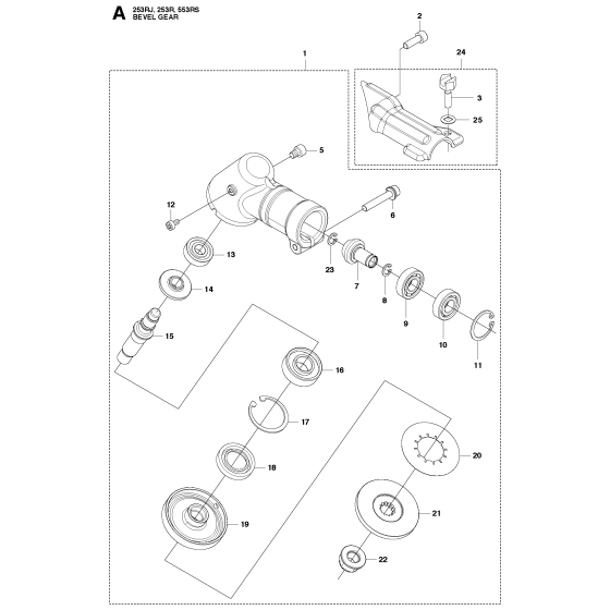 Bevel Gear Assembly for Husqvarna 253RJ Brushcutters