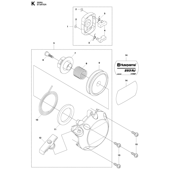 Starter Assembly for Husqvarna 253RJ Brushcutters