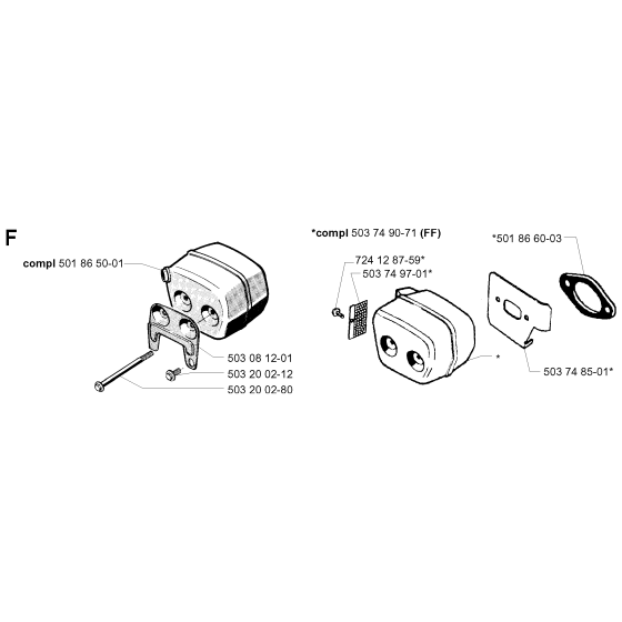 Muffler Assembly for Husqvarna 254 Chainsaws