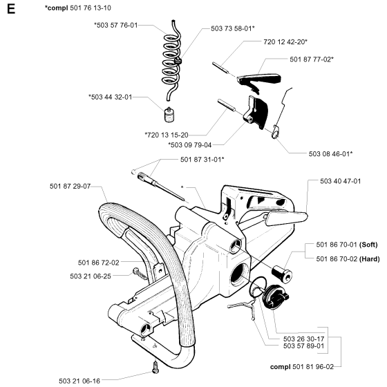 Fuel Tank & Handle Assembly for Husqvarna 254 Chainsaws