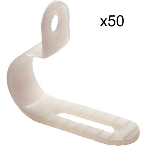 Adjustable Nylon P-Clip, Fits 4.8-6.4mm Cable, Pack of 50