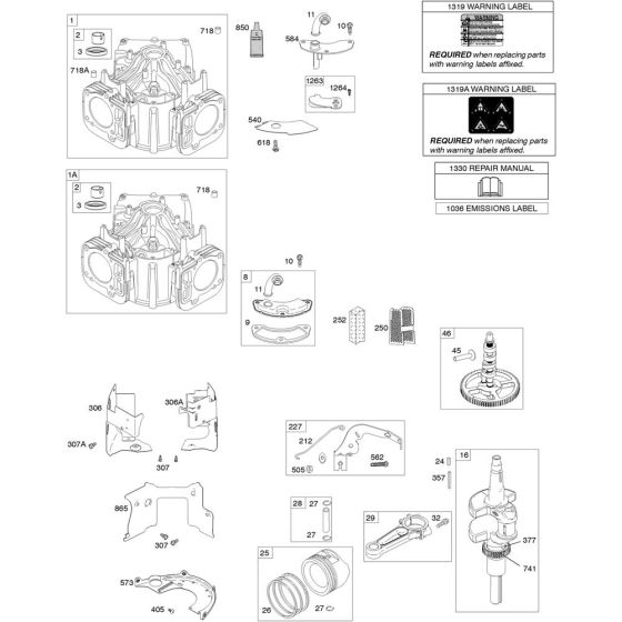 Camshaft, Crankshaft, Cylinder and Piston Assembly for Briggs and Stratton Model No. 44S977-0033-G1 Vertical Shaft Engine