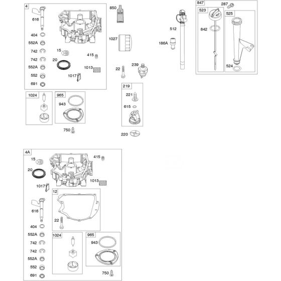 Sump Assembly for Briggs and Stratton Model No. 44S977-0016-G1 Vertical Shaft Engine