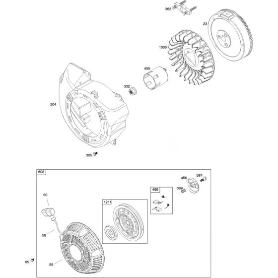 Blower Housing Assembly for Briggs and Stratton Model No.25P132-0003-G1 Horizontal Shaft Engine