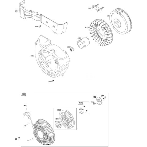 Blower Housing Assembly for Briggs and Stratton Model No.25T232-0037-F1 Horizontal Shaft Engine