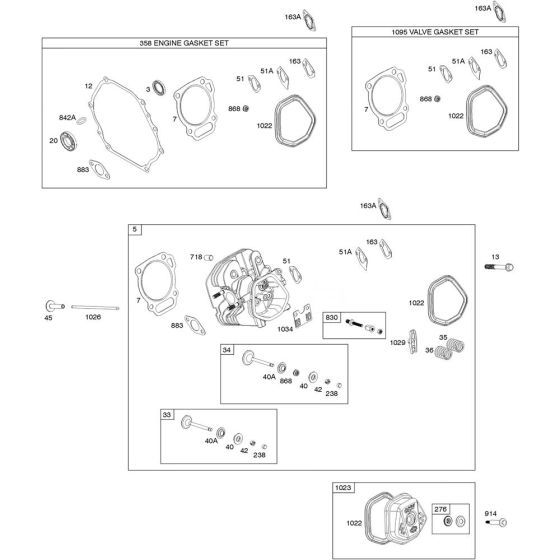 Cylinder Head Assembly for Briggs and Stratton Model No.25T237-0045-F1 Horizontal Shaft Engine