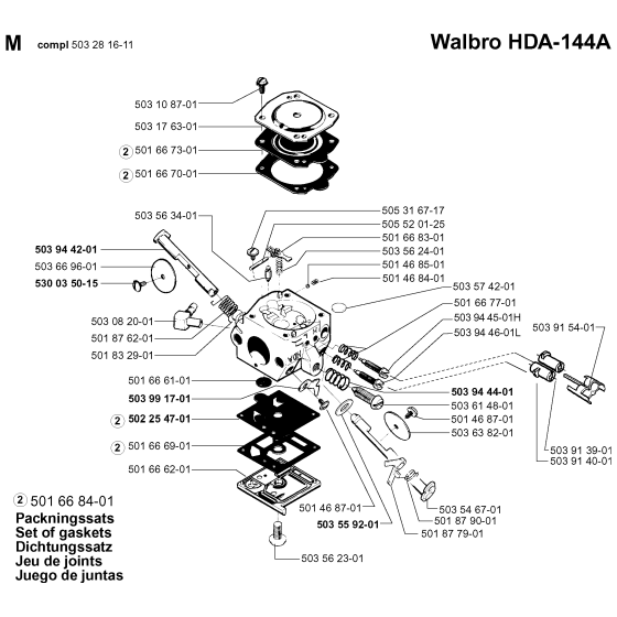 Carburetor Details Assembly for Husqvarna 261 Chainsaws