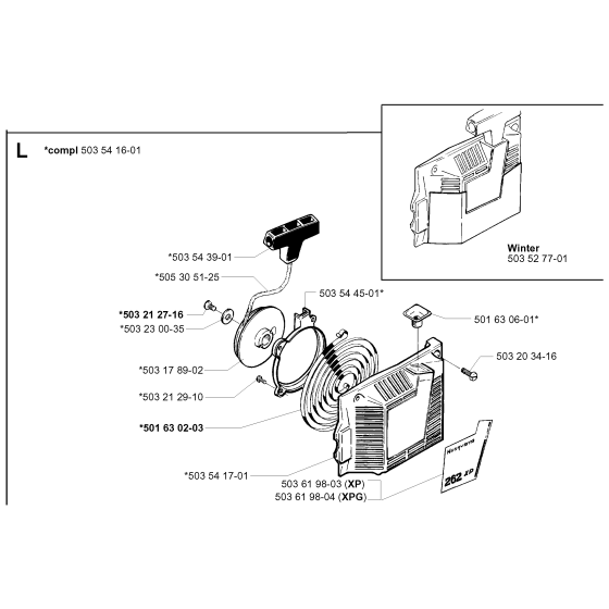 Starter Assembly for Husqvarna 262xp Chainsaws