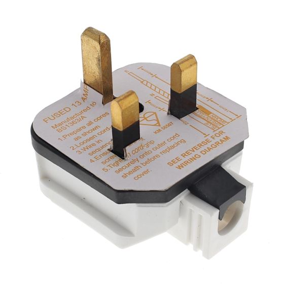 3 Pin 13 Amp Domestic Plug (White) - Sold Individually