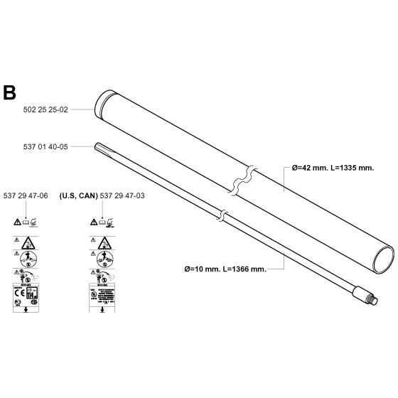 Shaft Assembly for Husqvarna 265RX Brushcutters