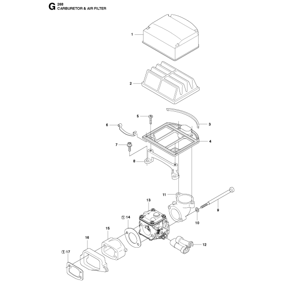 Carburetor & Air Filter Assembly for Husqvarna 268 Chainsaws