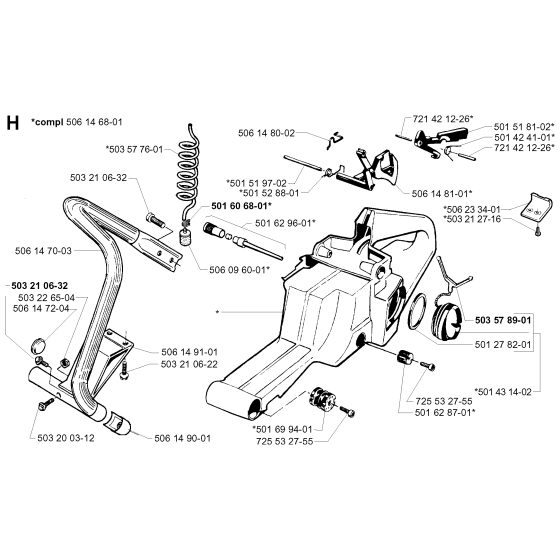 Fuel Tank & Handle Assembly For Husqvarna 268K Disc Cutters