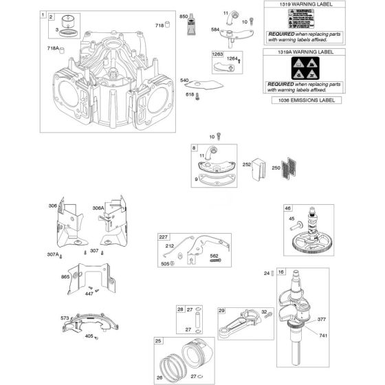 Camshaft, Crankshaft, Cylinder and Piston Assembly for Briggs and Stratton Model No. 49R977-0003-G1 Vertical Shaft Engine