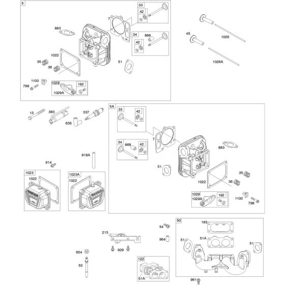 Cylinder Head Assembly for Briggs and Stratton Model No. 49R977-0003-G1 Vertical Shaft Engine