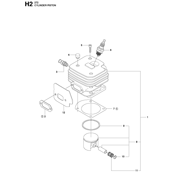 Cylinder Piston Assembly for Husqvarna 272xp Chainsaw