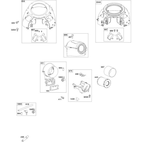 Blower Housing Assembly for Briggs and Stratton Model No. 49T877-0004-G1 Vertical Shaft Engine