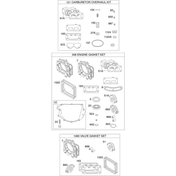 Engine Gasket Assembly for Briggs and Stratton Model No. 49T877-0015-G1 Vertical Shaft Engine