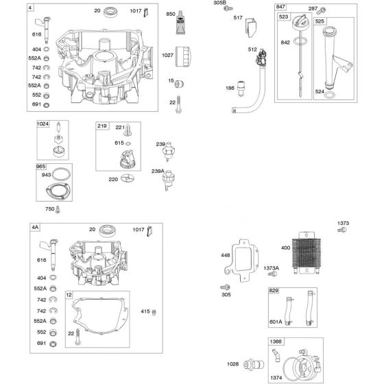 Sump Assembly for Briggs and Stratton Model No. 49T877-0004-G1 Vertical Shaft Engine