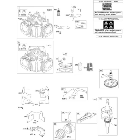 Camshaft, Crankshaft, Cylinder and Piston Assembly for Briggs and Stratton Model No. 49S877-0008-G1 Vertical Shaft Engine