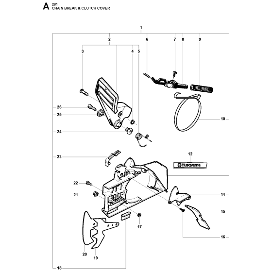Chain Brake & Clutch Cover Assembly for Husqvarna 281xp Chainsaws