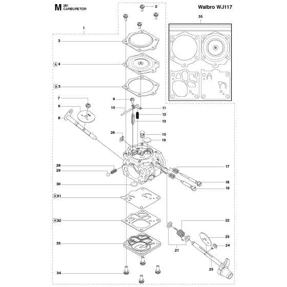 Carburetor Assembly for Husqvarna 281xp Chainsaws