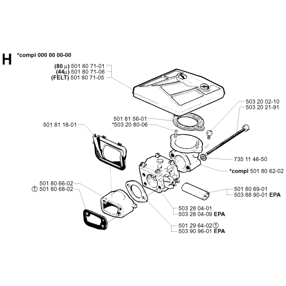 Carburetor & Air Filter Assembly for Husqvarna 288 Chainsaws