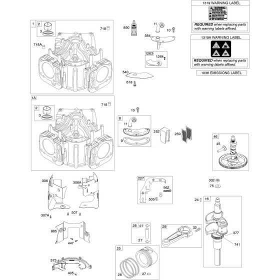 Camshaft, Crankshaft, Cylinder and Piston Assembly for Briggs and Stratton Model No. 49E877-0006-G1 Vertical Shaft Engine