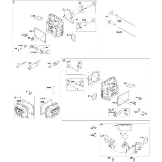 Cylinder Head Assembly for Briggs and Stratton Model No. 49E877-0005-G1 Vertical Shaft Engine