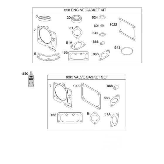 Engine Gasket Assembly for Briggs and Stratton Model No. 49E877-0005-G1 Vertical Shaft Engine