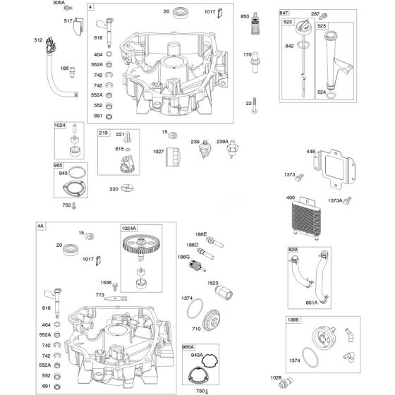 Sump Assembly for Briggs and Stratton Model No. 49E877-0005-G1 Vertical Shaft Engine