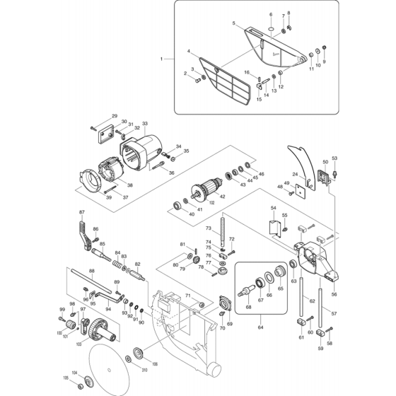 Main Assembly for Makita 2704 260mm Table Saws