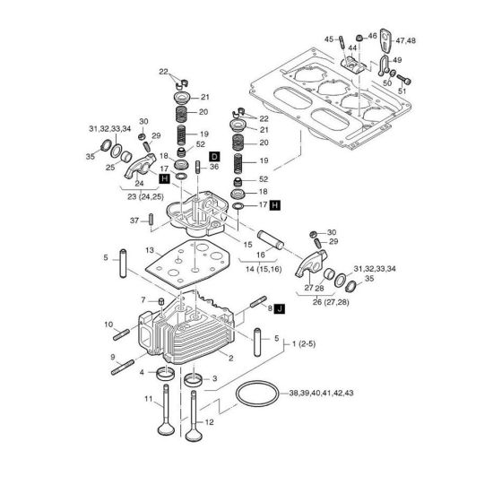 Cylinder Head Assembly for Hatz 2L41C Diesel Engines