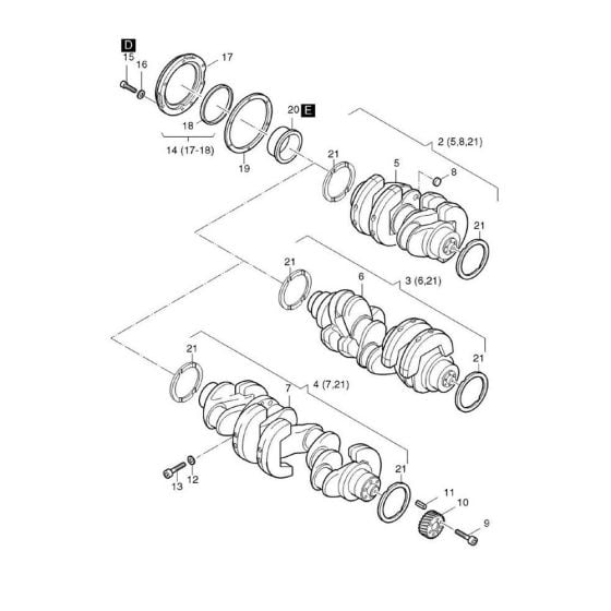 Crankshaft Assembly for Hatz 2L41C Diesel Engines