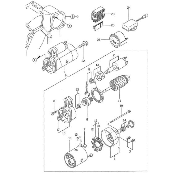 Starter Motor for Yanmar 2TN66E-DB