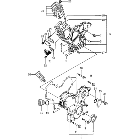 Gear Housing Assembly for Yanmar 2TNE68 Engine