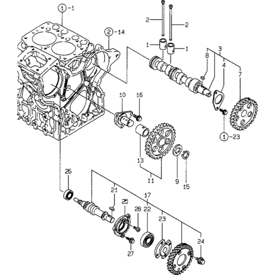 Camshaft and Driving Gear Assembly for Yanmar 2TNE68 Engine