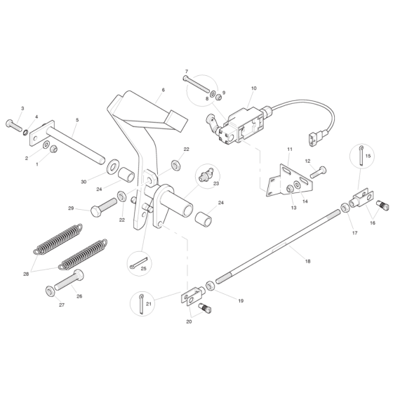 Clutch Pedal and Linkage for Benford Terex Mecalac 3000 Dumpers