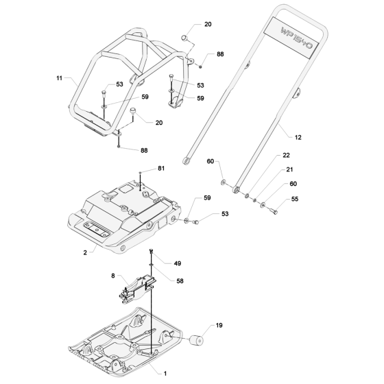 Baseplate and Console Assy for Wacker WP1540A 5000008061 (Honda) Rev.129 Plate Compactor